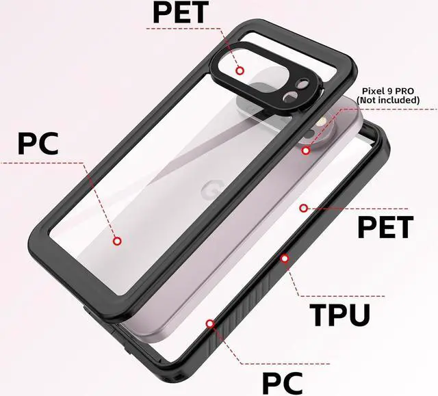 Alt view image 6 of 7 - BONAEVER for Google Pixel 9 Pro Case Waterproof IP68 Certified Dustproof Shockproof Built-in Screen Protector Full Body Case for Google Pixel 9 Pro 6.3" 2024