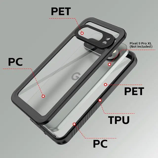 Alt view image 5 of 7 - BONAEVER for Google Pixel 9 Pro XL Case Waterproof IP68 Certified Dustproof Shockproof Built-in Screen Protector Full Body Case for Google Pixel 9 Pro XL 6.8" 2024