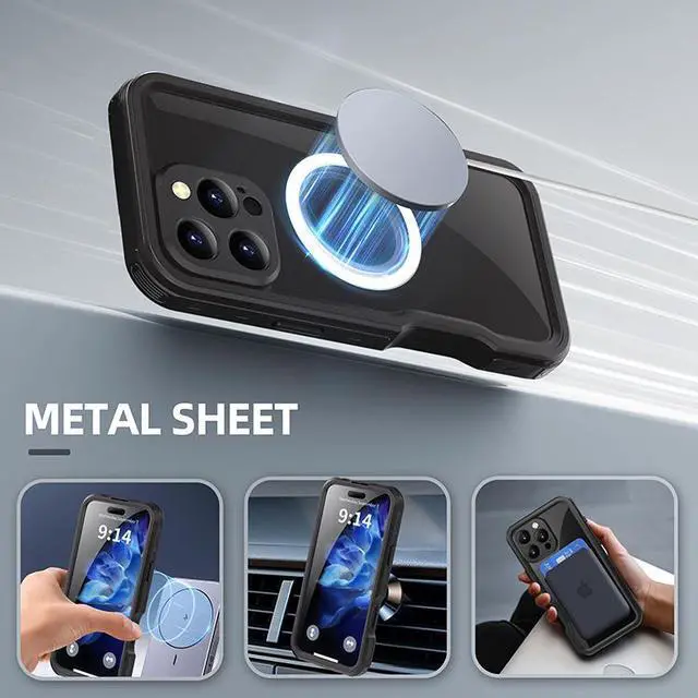 Alt view image 4 of 7 - BONAEVER Magnetic Waterproof Case for iPhone 16 Pro Max , Built-in Screen Protector[IP68 Underwater][Upgrade Military Dropproof][Compatible with MagSafe] Full Body Shockproof Translucent Phone Cover
