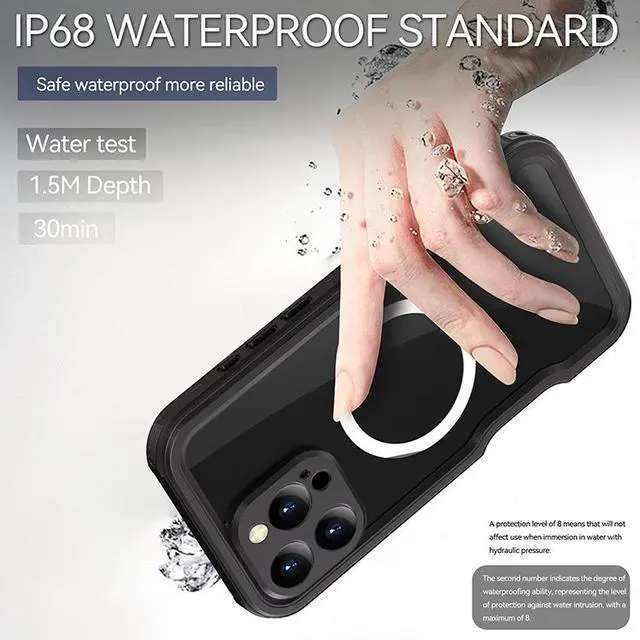 Alt view image 3 of 7 - BONAEVER Magnetic Waterproof Case for iPhone 16 Pro Max , Built-in Screen Protector[IP68 Underwater][Upgrade Military Dropproof][Compatible with MagSafe] Full Body Shockproof Translucent Phone Cover