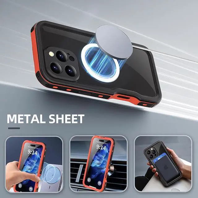 Alt view image 4 of 7 - BONAEVER Magnetic Waterproof Case for iPhone 16 Pro Max , Built-in Screen Protector[IP68 Underwater][Upgrade Military Dropproof][Compatible with MagSafe] Full Body Shockproof Translucent Phone Cover