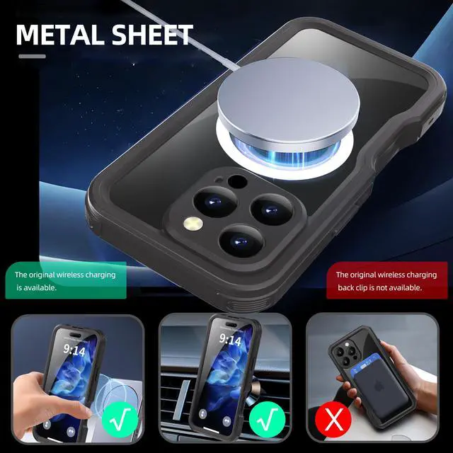 Alt view image 5 of 7 - BONAEVER Magnetic Waterproof Case for iPhone 16 Pro, Built-in Screen Protector[IP68 Underwater][Upgrade Military Dropproof][Compatible with MagSafe] Full Body Shockproof Translucent Phone Cover