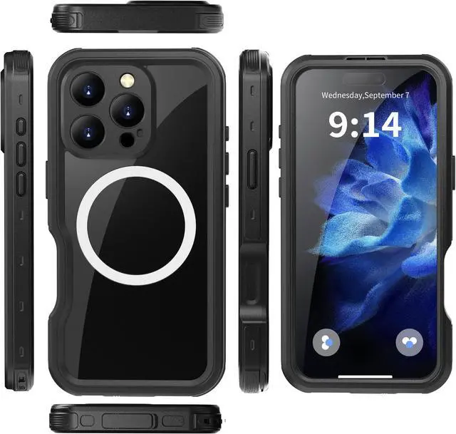 Alt view image 7 of 7 - BONAEVER Magnetic Waterproof Case for iPhone 16 Pro, Built-in Screen Protector[IP68 Underwater][Upgrade Military Dropproof][Compatible with MagSafe] Full Body Shockproof Translucent Phone Cover