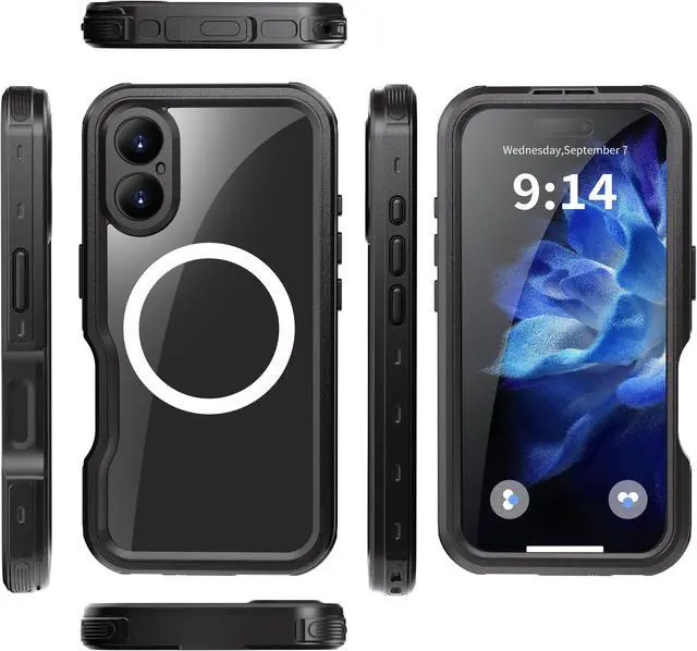 Alt view image 7 of 7 - BONAEVER Magnetic Waterproof Case for iPhone 16, Built-in Screen Protector[IP68 Underwater][Upgrade Military Dropproof][Compatible with MagSafe] Full Body Shockproof Translucent Phone Cover