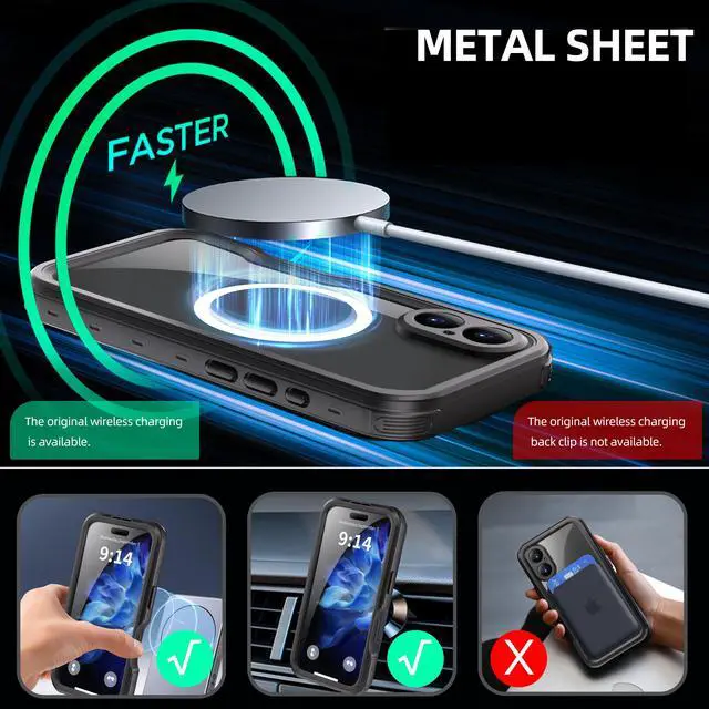 Alt view image 3 of 7 - BONAEVER Magnetic Waterproof Case for iPhone 16, Built-in Screen Protector[IP68 Underwater][Upgrade Military Dropproof][Compatible with MagSafe] Full Body Shockproof Translucent Phone Cover