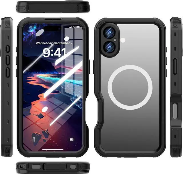Alt view image 7 of 7 - BONAEVER Magnetic Waterproof Case for iPhone 16 Plus, Built-in Screen Protector[IP68 Underwater][Upgrade Military Dropproof][Compatible with MagSafe] Full Body Shockproof Translucent Phone Cover