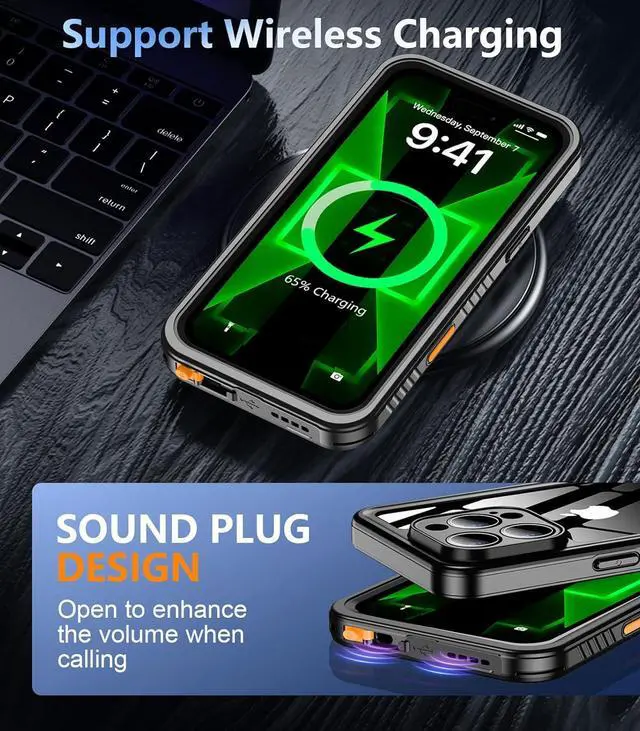 Alt view image 5 of 7 - BONAEVER for iPhone 16 Pro Max Case Waterproof, [Built-in Screen Protector][IP68 Underwater][12FT Military Grade Shockproof][Dustproof][360° Full Body] Protective Phone Case for iPhone 16 Pro Max 6.9"