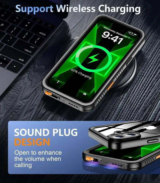 Alt view image 4 of 6 - BONAEVER for iPhone 16 Case Waterproof, [Built-in Screen Protector & Lens Protector][IP68 Underwater][ Military Grade Shockproof][Dustproof][360° Full Body] Protective Phone Case for iPhone 16 6.1"