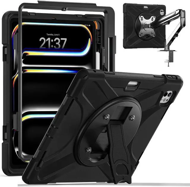Main image of BONAEVER Case for iPad Pro 13 Inch Case 2024 M4 7th Generation Heavy Duty Rugged Shockproof Cover with 360° Rotating Stand & Pencil Holder & VESA Mounting Holes 75mm * 75mm