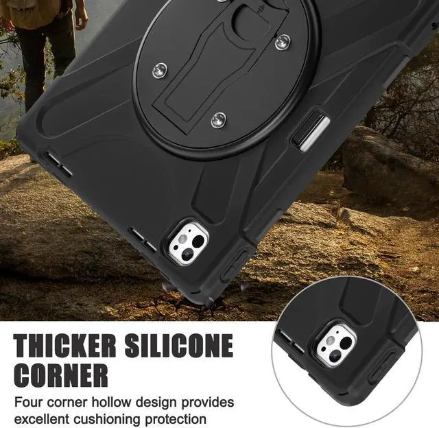 Alt view image 2 of 7 - BONAEVER Case for iPad Pro 13 Inch Case 2024 M4 7th Generation Heavy Duty Rugged Shockproof Cover with 360° Rotating Stand & Pencil Holder & VESA Mounting Holes 75mm * 75mm