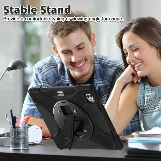 Alt view image 3 of 7 - BONAEVER Case for iPad Pro 13 Inch Case 2024 M4 7th Generation Heavy Duty Rugged Shockproof Cover with 360° Rotating Stand & Pencil Holder & VESA Mounting Holes 75mm * 75mm