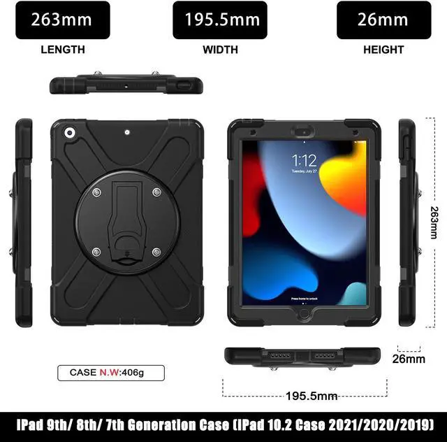 Alt view image 5 of 7 - BONAEVER Case for iPad 9th 8th 7th Generation 10.2 inch 2021 2020 2019 Shockproof Cover with Stand & Shoulder Strap & Pencil Holder & VESA Mounting Holes 75mm * 75mm