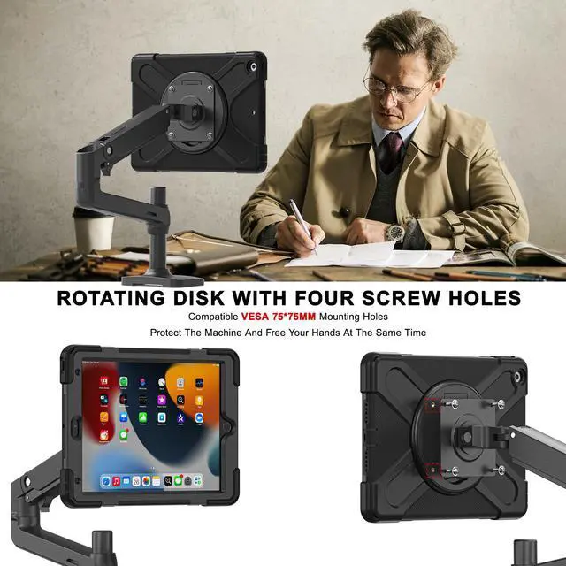 Alt view image 6 of 7 - BONAEVER Case for iPad 9th 8th 7th Generation 10.2 inch 2021 2020 2019 Shockproof Cover with Stand & Shoulder Strap & Pencil Holder & VESA Mounting Holes 75mm * 75mm
