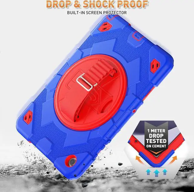 Alt view image 5 of 7 - Bonaever Case for Galaxy Tab A9 Plus 11 inch (SM-X210/X216/X218 Case). Protective Tablet Cover with Screen Protector, 360° Rotating Stand, Hand & Shoulder Strap Blue