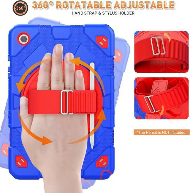 Alt view image 4 of 7 - Bonaever Case for Galaxy Tab A9 Plus 11 inch (SM-X210/X216/X218 Case). Protective Tablet Cover with Screen Protector, 360° Rotating Stand, Hand & Shoulder Strap Blue