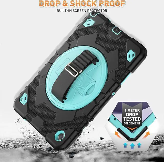 Alt view image 4 of 7 - Bonaever Case for Galaxy Tab A9 Plus 11 inch (SM-X210/X216/X218 Case). Protective Tablet Cover with Screen Protector, 360° Rotating Stand, Hand & Shoulder Strap Light Blue