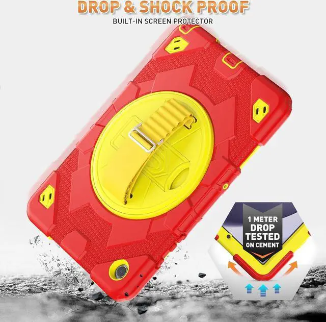 Alt view image 3 of 7 - Bonaever Case for Galaxy Tab A9 Plus 11 inch (SM-X210/X216/X218 Case). Protective Tablet Cover with Screen Protector, 360° Rotating Stand, Hand & Shoulder Strap Red