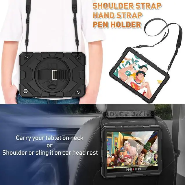 Alt view image 6 of 7 - BONAEVER Case for Galaxy Tab A9 8.7 inch SM-X110 SM-X115 SM-X117 Protective Tablet Cover with Screen Protector, 360° Rotating Stand, Hand & Shoulder Strap