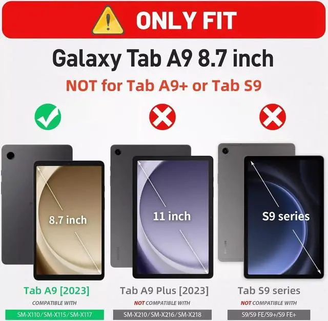 Alt view image 2 of 7 - BONAEVER Case for Galaxy Tab A9 8.7 inch SM-X110 SM-X115 SM-X117 Protective Tablet Cover with Screen Protector, 360° Rotating Stand, Hand & Shoulder Strap