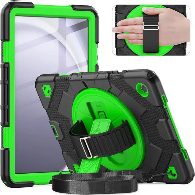 Main image of BONAEVER Case for Galaxy Tab A9 8.7 inch SM-X110 SM-X115 SM-X117 Protective Tablet Cover with Screen Protector, 360° Rotating Stand, Hand & Shoulder Strap Green