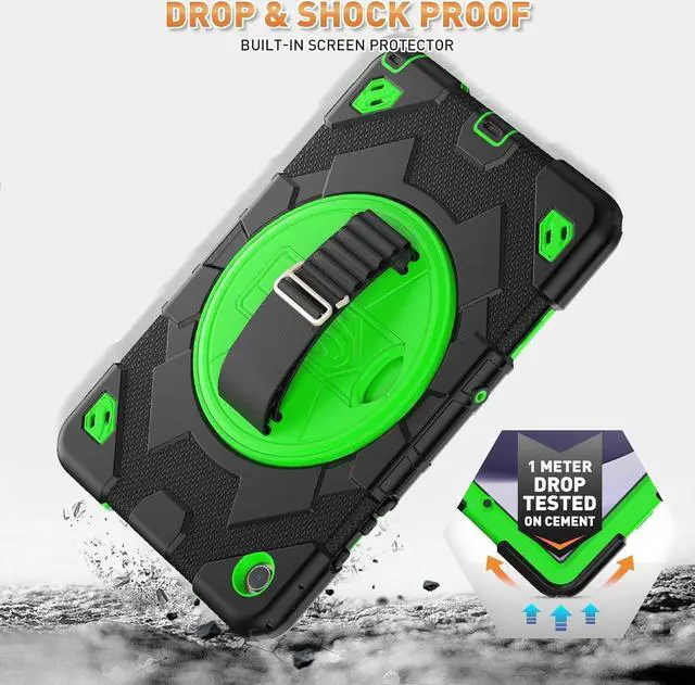 Alt view image 4 of 7 - BONAEVER Case for Galaxy Tab A9 8.7 inch SM-X110 SM-X115 SM-X117 Protective Tablet Cover with Screen Protector, 360° Rotating Stand, Hand & Shoulder Strap Green