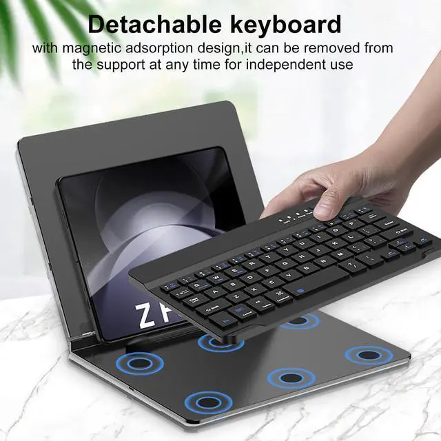 Alt view image 4 of 7 - BONAEVER for Samsung Galaxy Z Fold 6 5 4 3 2 Bluetooth Keyboard Case, Fully Foldable & Portable Phone Z Fold 6 Stand, Office Mobile Phone Stand Holder with S Pen and Bluetooth Mouse & Keyboard Set