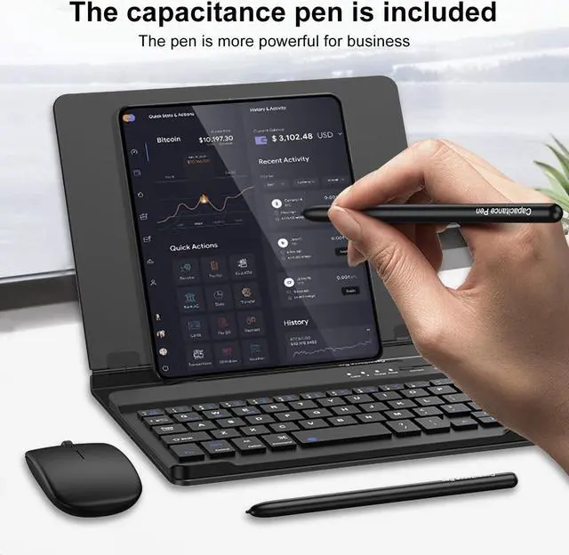Alt view image 3 of 7 - BONAEVER for Samsung Galaxy Z Fold 6 5 4 3 2 Bluetooth Keyboard Case, Fully Foldable & Portable Phone Z Fold 6 Stand, Office Mobile Phone Stand Holder with S Pen and Bluetooth Mouse & Keyboard Set