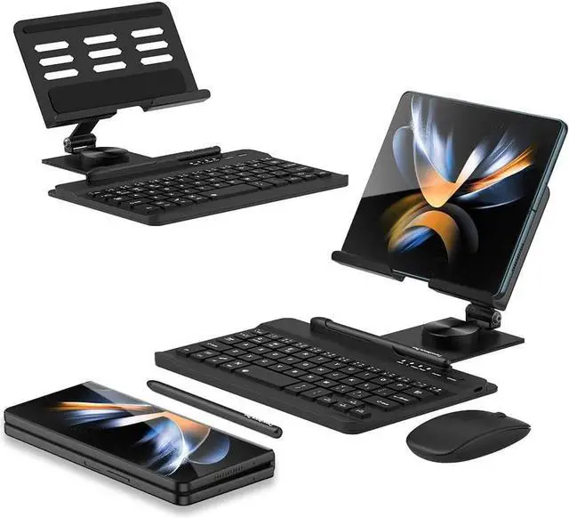 Main image of BONAEVER for Samsung Galaxy Z Fold 6/5/4/3/2 Adjustable Stand for Desk, Fully Foldable & Portable Z Fold 6 Stand, Office Mobile Phone Stand Holder with Capacitor Pen and Bluetooth Mouse & Keyboard Set
