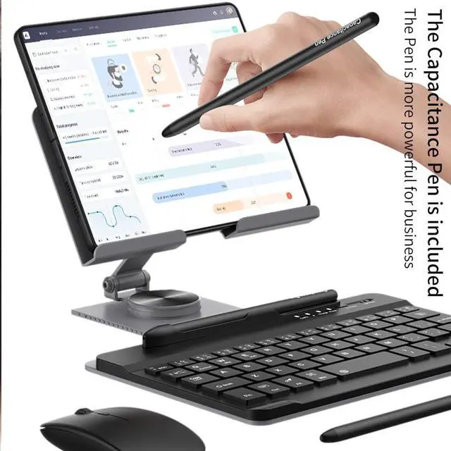 Alt view image 4 of 7 - BONAEVER for Samsung Galaxy Z Fold 6/5/4/3/2 Adjustable Stand for Desk, Fully Foldable & Portable Z Fold 6 Stand, Office Mobile Phone Stand Holder with Capacitor Pen and Bluetooth Mouse & Keyboard Set