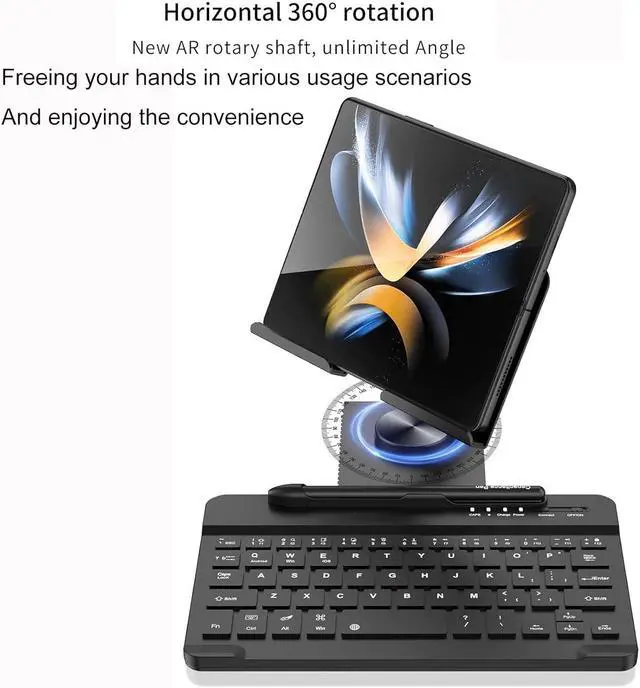 Alt view image 3 of 7 - BONAEVER for Samsung Galaxy Z Fold 6/5/4/3/2 Adjustable Stand for Desk, Fully Foldable & Portable Z Fold 6 Stand, Office Mobile Phone Stand Holder with Capacitor Pen and Bluetooth Mouse & Keyboard Set