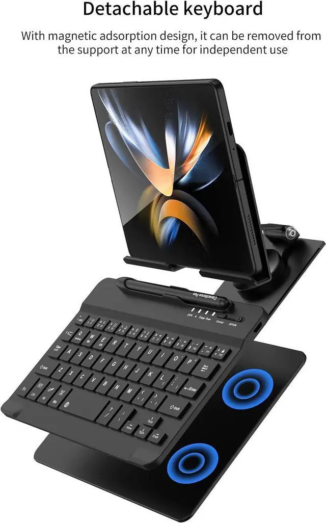 Alt view image 5 of 7 - BONAEVER for Samsung Galaxy Z Fold 6/5/4/3/2 Adjustable Stand for Desk, Fully Foldable & Portable Z Fold 6 Stand, Office Mobile Phone Stand Holder with Capacitor Pen and Bluetooth Mouse & Keyboard Set