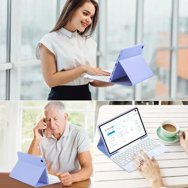 Alt view image 6 of 7 - BONAEVER Case with Trackpad Keyboard for Samsung Galaxy Tab A9 Plus 11 inch Model SM-X210/X215/X216/X218 with Smart Touchpad 7 Color Backlit Removable Keyboard Magnetic Case Cover Purple