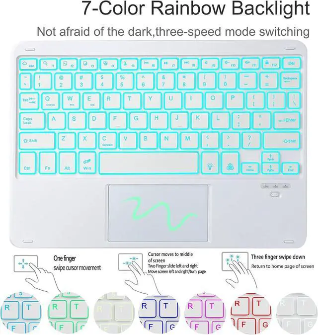 Alt view image 3 of 7 - BONAEVER Keyboard Case for Samsung Galaxy Tab Galaxy Tab S10 FE S9 FE 10.9 inch S7 S8 S9 11 inch with Trackpad 7 Color Backlit Removable Keyboard Case Cover Purple