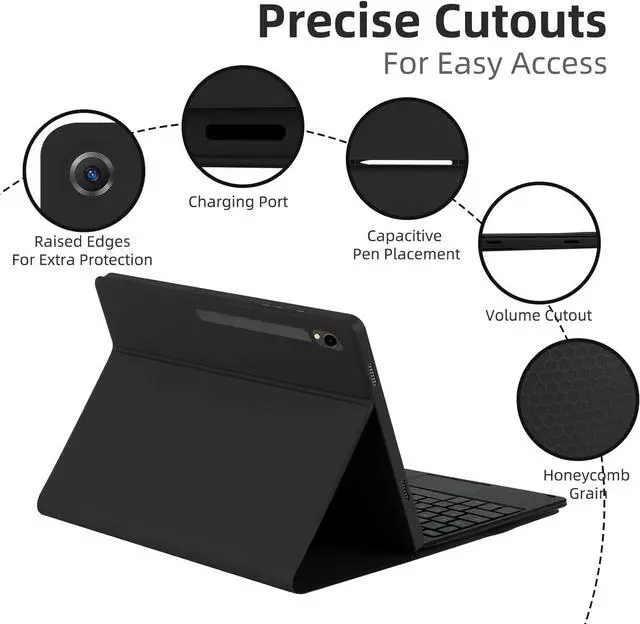 Alt view image 6 of 7 - BONAEVER Keyboard Case for Samsung Galaxy Tab Galaxy Tab S10 FE S9 FE 10.9 inch S7 S8 S9 11 inch  with Trackpad 7 Color Backlit Removable Keyboard Case Cover