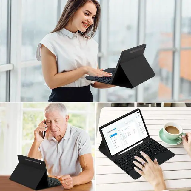 Alt view image 7 of 7 - BONAEVER Keyboard Case for Samsung Galaxy Tab Galaxy Tab S10 FE S9 FE 10.9 inch S7 S8 S9 11 inch  with Trackpad 7 Color Backlit Removable Keyboard Case Cover
