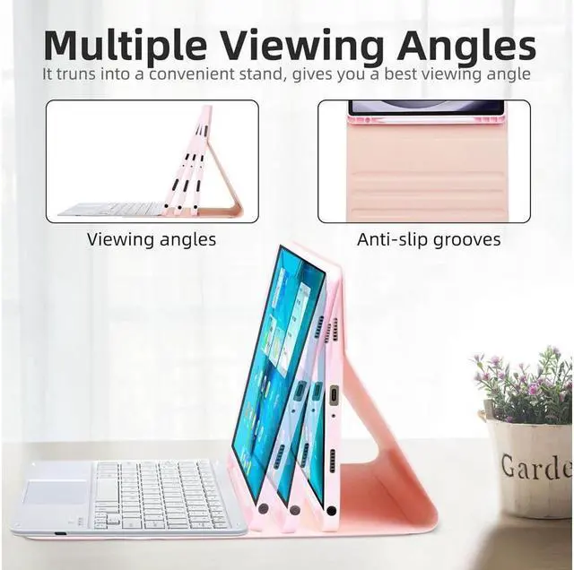 Alt view image 4 of 7 - BONAEVER Keyboard Case for iPad Air 13 Inch M3 2025 M2 2024, iPad Pro 12.9 6th 2022/5th 2021/4th 2020/3rd 2018 Gen, Detachable Bluetooth Keyboard with Trackpad 7 Colors RGB Backlit, Pencil Holder