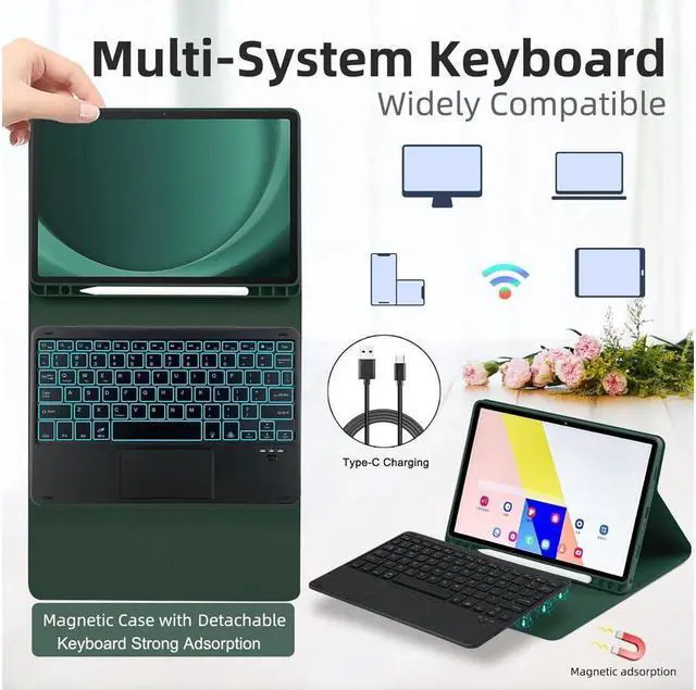 Alt view image 4 of 7 - BONAEVER Keyboard Case for iPad Air 13 Inch M3 2025 M2 2024, iPad Pro 12.9 6th 2022/5th 2021/4th 2020/3rd 2018 Gen, Detachable Bluetooth Keyboard with Trackpad 7 Colors RGB Backlit, Pencil Holder