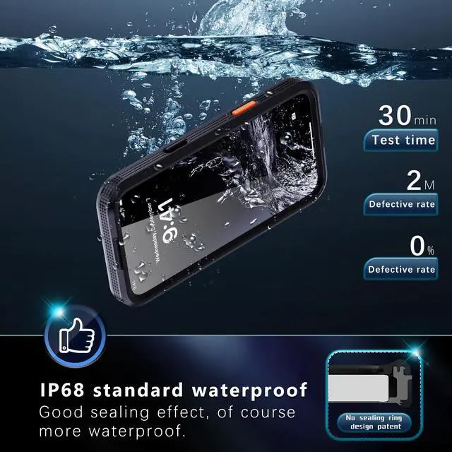 Alt view image 2 of 7 - BONAEVER for iPhone 16 Pro Max Waterproof Case Compatible with MagSafe, Magnetic Waterproof Full Body IP68 Underwater Case Built-in Screen Protector Dropproof Dustproof Shockproof Cover