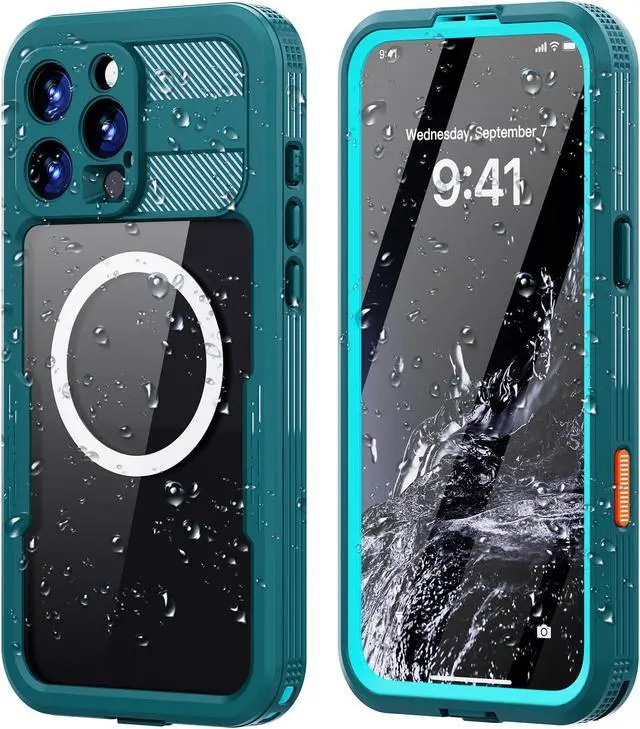 Main image of BONAEVER for iPhone 16 Pro Max Waterproof Case Compatible with MagSafe, Magnetic Waterproof Full Body IP68 Underwater Case Built-in Screen Protector Dropproof Dustproof Shockproof Cover Blue