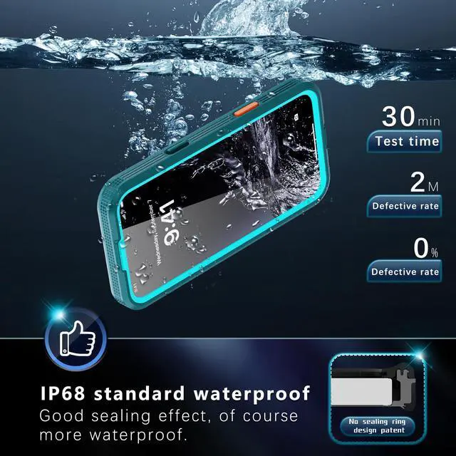 Alt view image 2 of 7 - BONAEVER for iPhone 16 Pro Max Waterproof Case Compatible with MagSafe, Magnetic Waterproof Full Body IP68 Underwater Case Built-in Screen Protector Dropproof Dustproof Shockproof Cover Blue