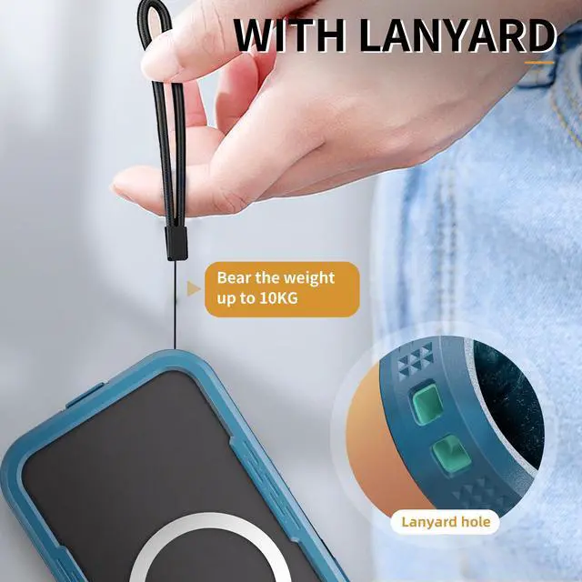 Alt view image 7 of 7 - BONAEVER for iPhone 16 Plus Waterproof Case Compatible with MagSafe, Magnetic Waterproof Full Body IP68 Underwater Case Built-in Screen Protector Dropproof Dustproof Shockproof Cover Blue