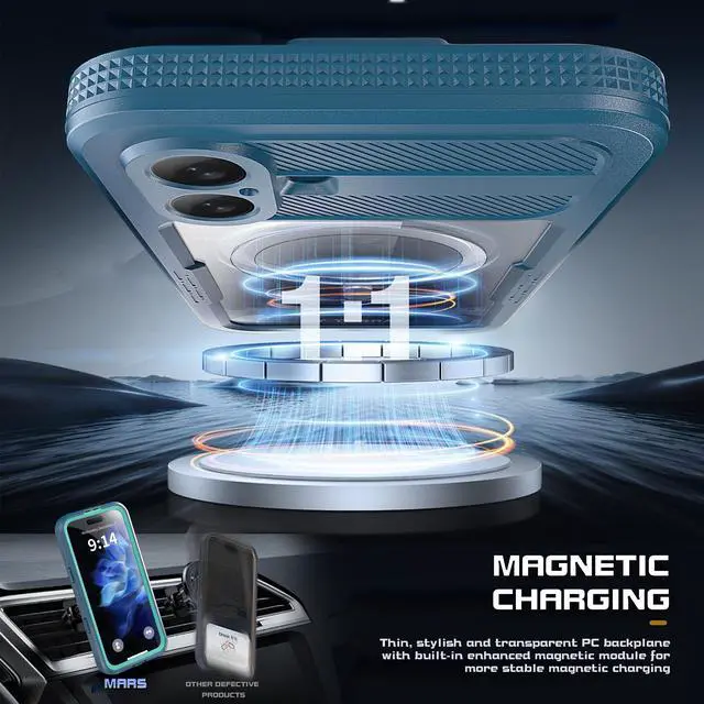 Alt view image 4 of 7 - BONAEVER for iPhone 16 Plus Waterproof Case Compatible with MagSafe, Magnetic Waterproof Full Body IP68 Underwater Case Built-in Screen Protector Dropproof Dustproof Shockproof Cover Blue