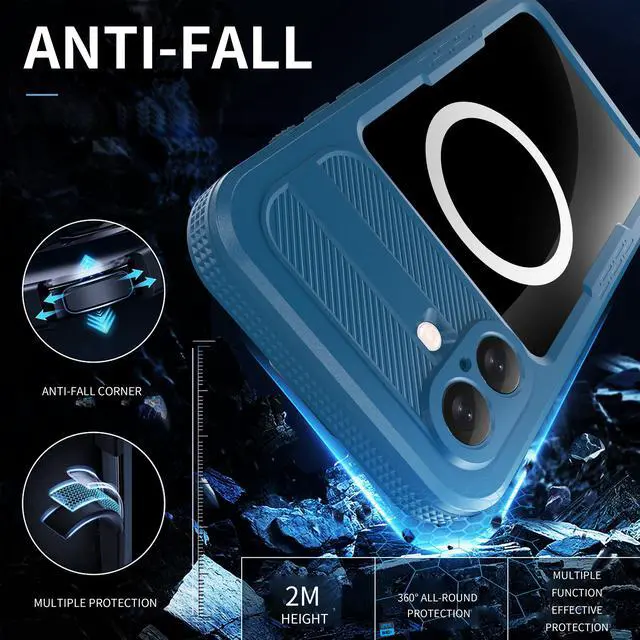 Alt view image 2 of 7 - BONAEVER for iPhone 16 Plus Waterproof Case Compatible with MagSafe, Magnetic Waterproof Full Body IP68 Underwater Case Built-in Screen Protector Dropproof Dustproof Shockproof Cover Blue