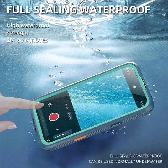 Alt view image 3 of 7 - BONAEVER for iPhone 16 Plus Waterproof Case Compatible with MagSafe, Magnetic Waterproof Full Body IP68 Underwater Case Built-in Screen Protector Dropproof Dustproof Shockproof Cover Blue