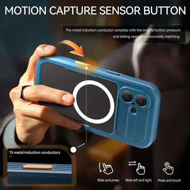 Alt view image 5 of 7 - BONAEVER for iPhone 16 Waterproof Case Compatible with MagSafe, Magnetic Waterproof Full Body IP68 Underwater Case Built-in Screen Protector Dropproof Dustproof Shockproof Cover Blue
