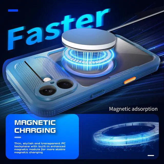 Alt view image 4 of 7 - BONAEVER for iPhone 16 Waterproof Case Compatible with MagSafe, Magnetic Waterproof Full Body IP68 Underwater Case Built-in Screen Protector Dropproof Dustproof Shockproof Cover Blue
