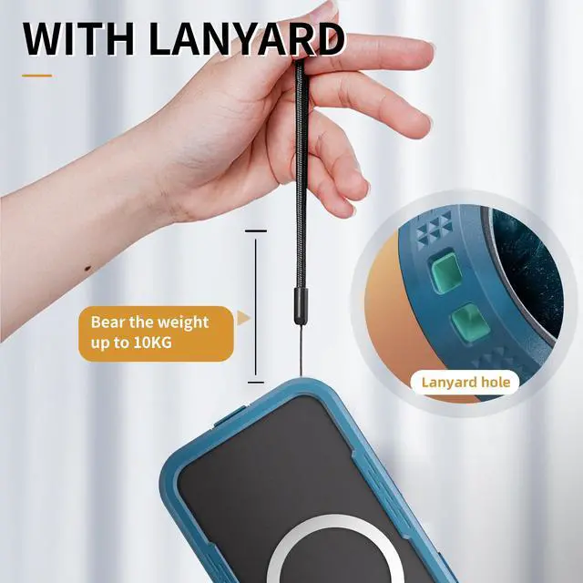 Alt view image 7 of 7 - BONAEVER for iPhone 16 Waterproof Case Compatible with MagSafe, Magnetic Waterproof Full Body IP68 Underwater Case Built-in Screen Protector Dropproof Dustproof Shockproof Cover Blue