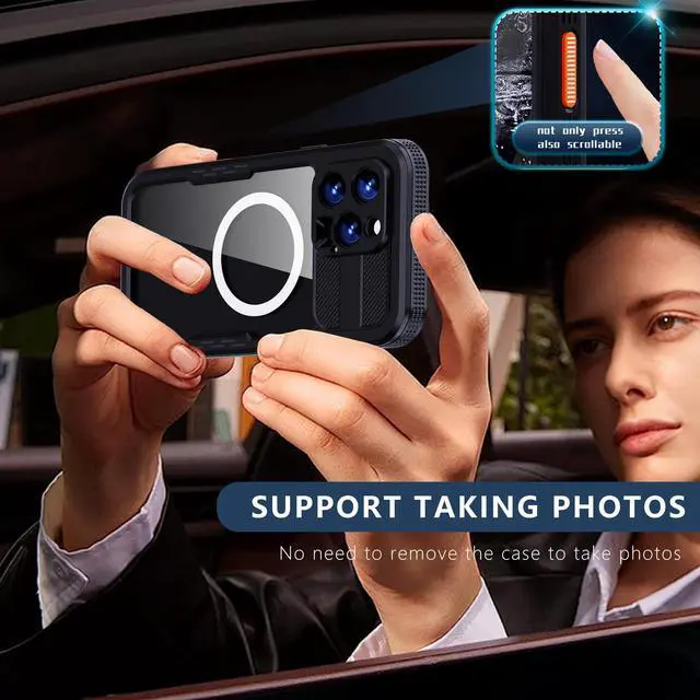 Alt view image 4 of 7 - BONAEVER for iPhone 16 Pro Waterproof Case Compatible with MagSafe, Magnetic Waterproof Full Body IP68 Underwater Case Built-in Screen Protector Dropproof Dustproof Shockproof Cover