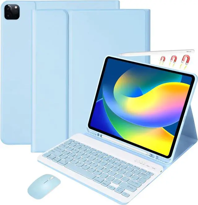 Main image of Keyboard Case with Mouse for iPad Air 13 inch M3 M2 2025 2024 / iPad Pro 12.9 inch 6th 5th 4th 3rd Generation 2022 2021 2020 2018 - Wireless Detachable Keyboard- Pencil Holder Blue