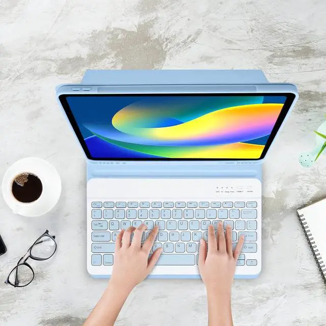 Alt view image 7 of 7 - Keyboard Case with Mouse for iPad Air 13 inch M3 M2 2025 2024 / iPad Pro 12.9 inch 6th 5th 4th 3rd Generation 2022 2021 2020 2018 - Wireless Detachable Keyboard- Pencil Holder Blue